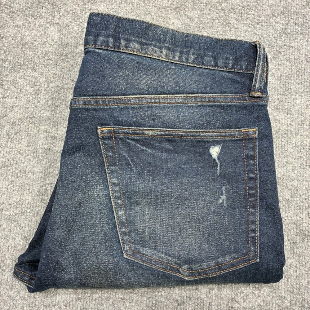 GAP Denim Men Size 34x30 Skinny Fit Dark Wash Distressed‎ Jeans